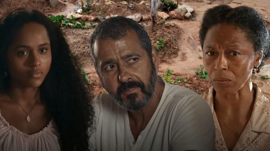 Maria Santa (Duda Santos), José Inocêncio (Marcos Palmeira) e Inácia (Edvana Carvalho)