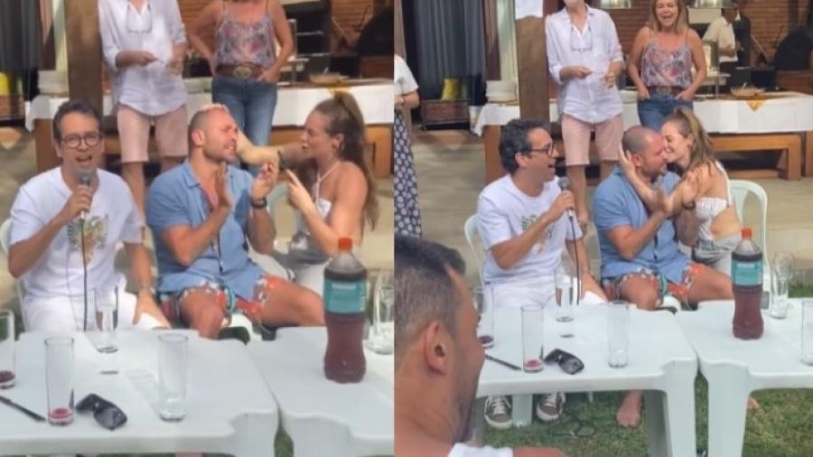 Diogo Nogueira e Paolla Oliveira em festa de fim de ano; cantor afirma estar feliz com relacionamento com atriz - Reprodução/Instagram