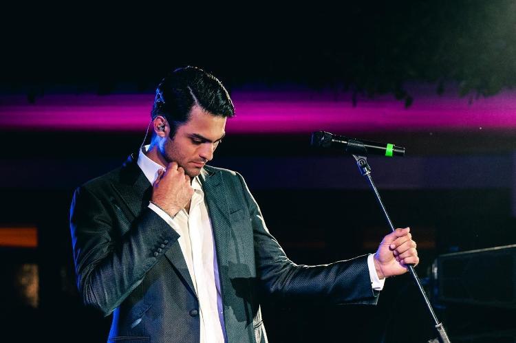 Matteo Bocelli, durante show com o pai, Andrea Bocelli, neste ano no Brasil