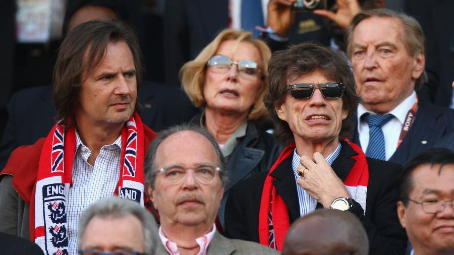 Mick Jagger em partida da Inglaterra na Copa do Mundo de 2010 - Michael Steele/Getty Images