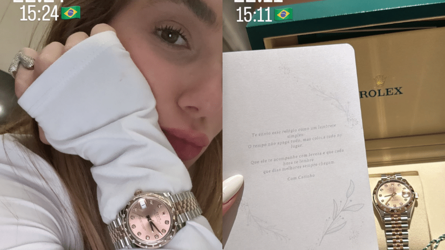Virginia Fonseca recebe relógio de luxo e bilhete misterioso em Dubai