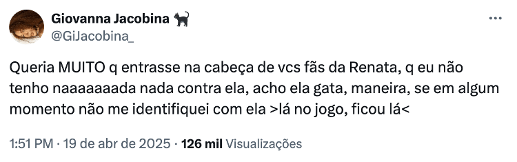 BBB 25: Giovanna comenta sobre Renata BBB 25: Giovanna comenta sobre Renata
