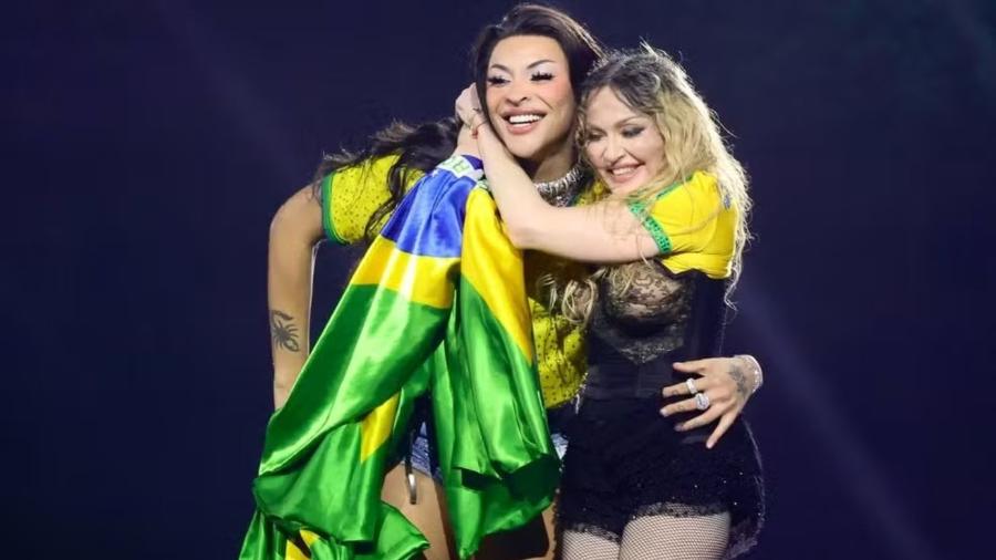 Pabllo Vittar e Madonna durante show no Rio de Janeiro - Manu Scarpa/Brazil News