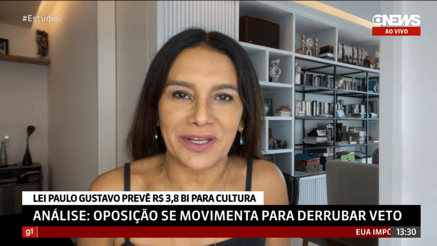 Dira Paes falou sobre o veto do presidente Jair Bolsonaro à Lei Paulo Gustavo - Reprodução/GloboNews