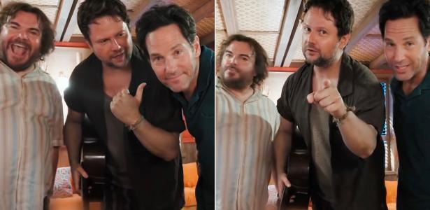 Selton Mello surge tocando violão com Jack Black e Paul Rudd; assista vídeo