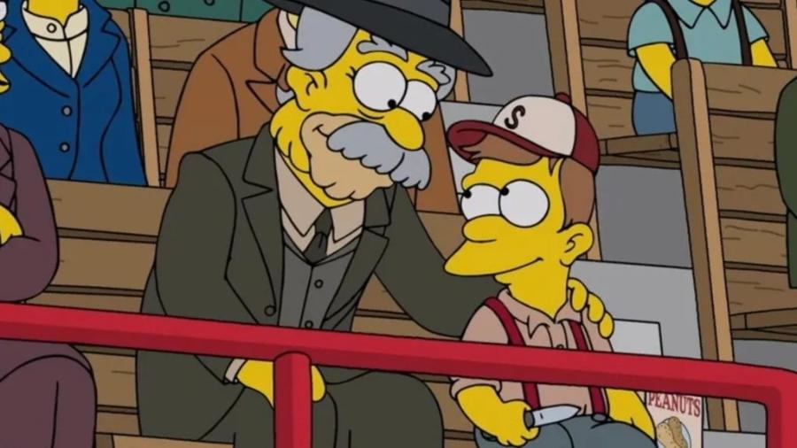 Old Tut interagiu com o jovem Abe Simpson em episódio recente de 'Os Simpsons' Old Tut interagiu com o jovem Abe Simpson em episódio recente de 'Os Simpsons'