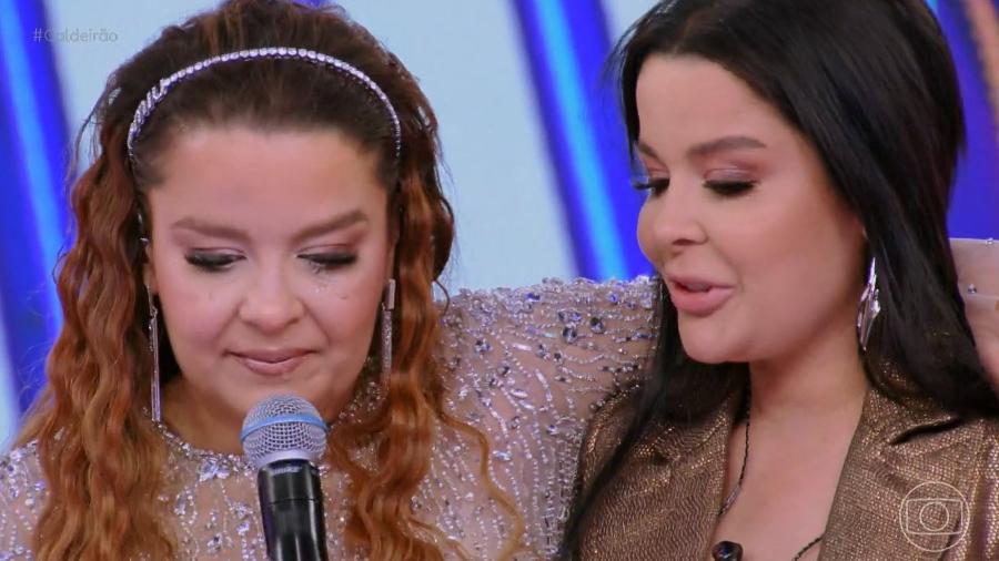 Maiara e Maraisa choram em participação no "Caldeirão Com Mion"  - Reprodução/TV Globo