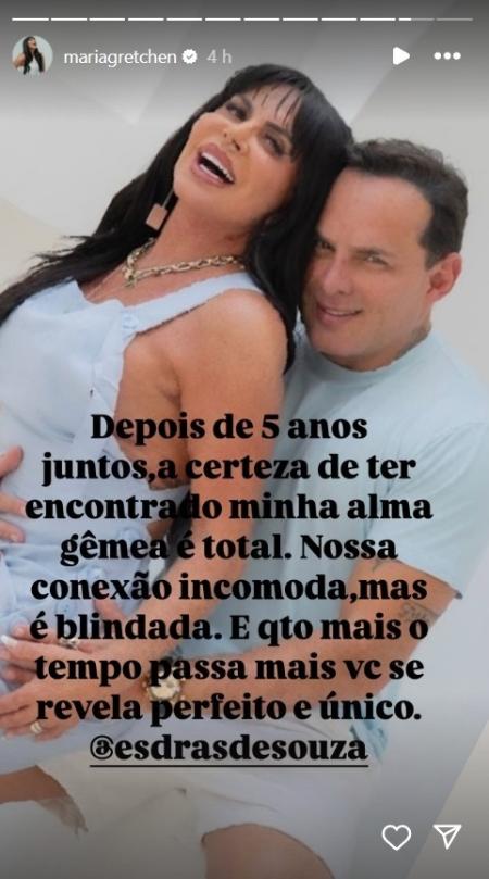 Gretchen comemora 5 anos de união com Esdras de Souza Gretchen comemora 5 anos de união com Esdras de Souza
