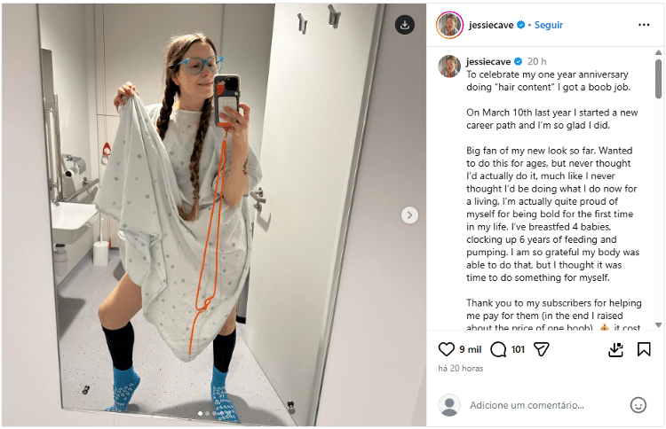 Jessie Cave, de 'Harry Potter', completa um ano no OnlyFans e põe