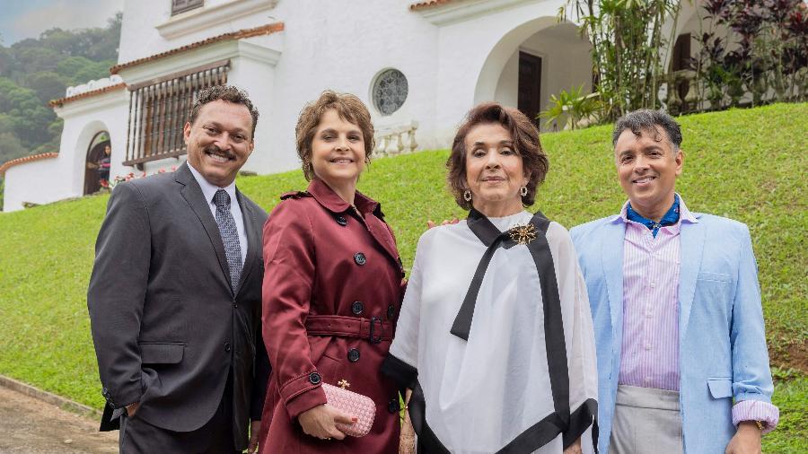 Sebastian (Fabio Lago),  Joyce (Drica Moraes), Belisa (Betty Faria) e Gigi (Rodrigo Fagundes) em "Volta por Cima" - Fábio Rocha/Globo