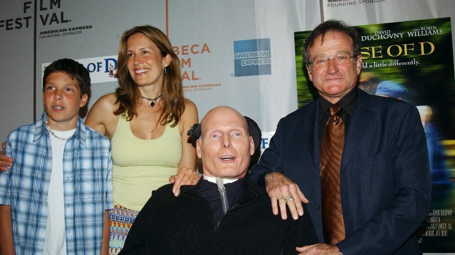 Christopher Reeve, a esposa Dana e o filho Will com Robin Williams Christopher Reeve, a esposa Dana e o filho Will com Robin Williams