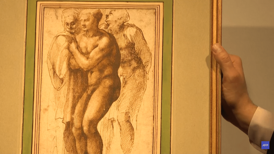 Desenho inédito seria o primeiro nu de Michelangelo - Reprodução/YouTube/AFP