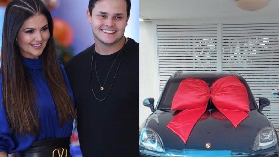 O cantor Matheus Aleixo presenteou a mulher, Paula Aires, com um Porsche Cayenne - Reprodução / Instagram