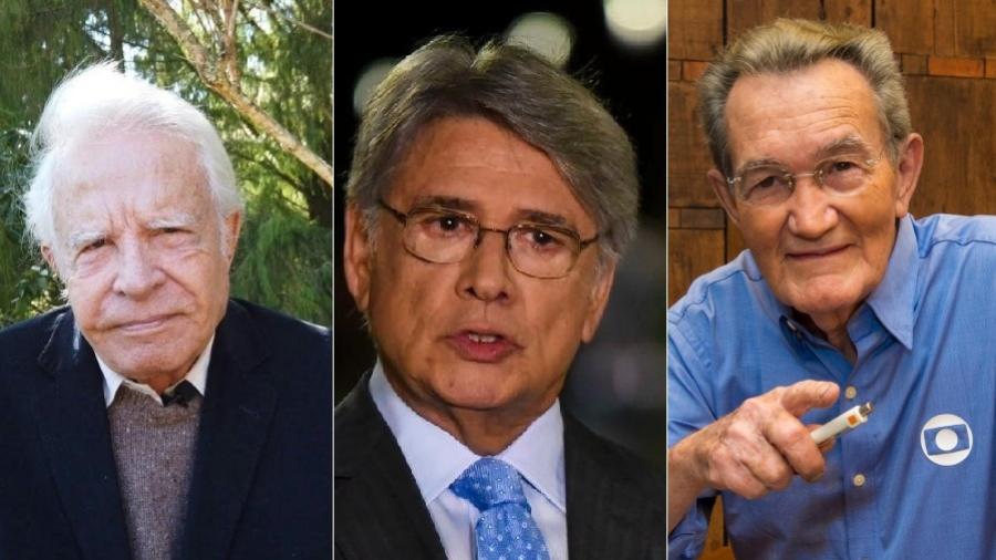 Cid Moreira, Sergio Chapelin e Leo Batista têm contratos vitalícios com a Globo - Montagem