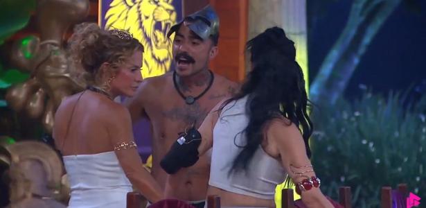 Mayk se desentende com Maíra e Ariela durante festa de A Fazenda