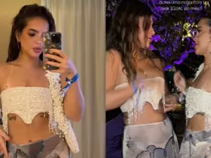 Mel Maia se diverte ao encontrar menina com look idêntico ao dela em festa 