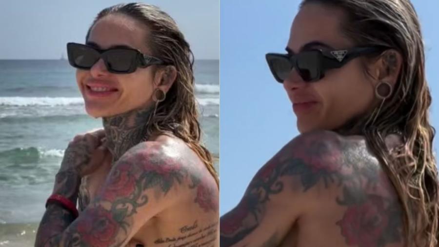 Cacá Werneck faz topless durante lua de mel em Ibiza