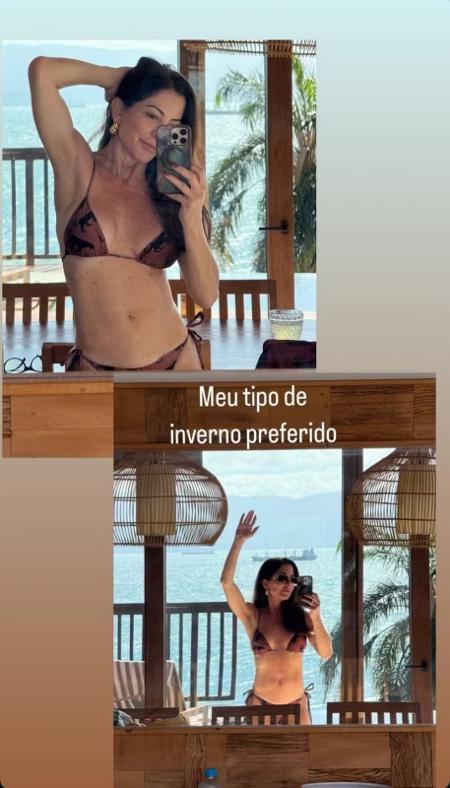 Ana Paula Padrão posou de biquíni em registro compartilhado nas redes sociais Ana Paula Padrão posou de biquíni em registro compartilhado nas redes sociais