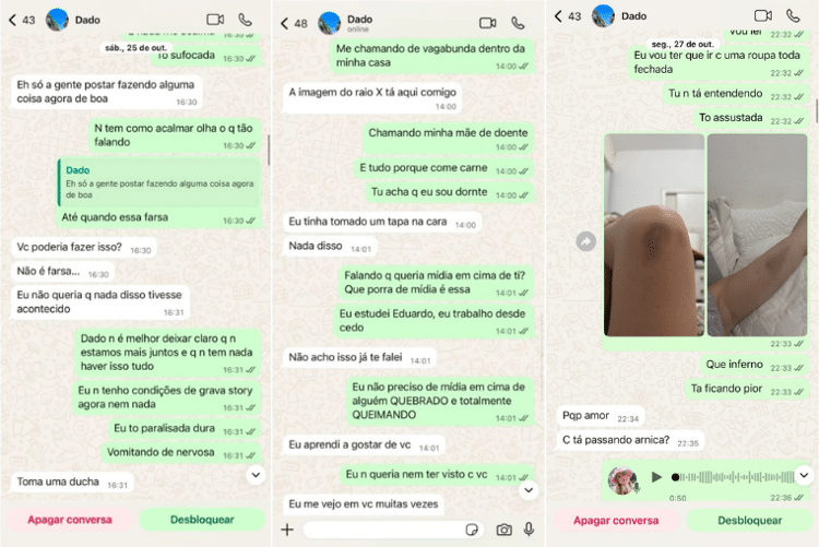 Marcela Tomaszewski postou prints de conversas com Dado Dolabella
