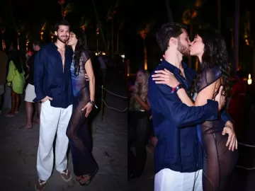 Bruna Marquezine ganha beijo e 'mão boba' de João Guilherme em festa