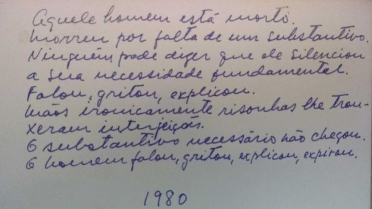 Poema escrito por Paulo Freire - Acervo do Instituto Paulo Freire - Acervo do Instituto Paulo Freire