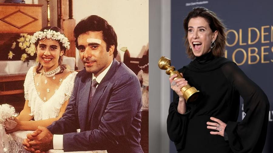 Fernanda Torres e Tony Ramos em 'Selva de Pedra' (1986); a atriz após receber o Globo de Ouro