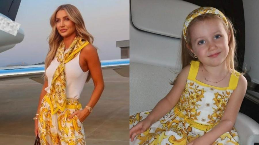 Ana Paula Siebert combina look de quase R$ 50 mil com a filha 