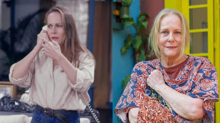 Lucinha Lins em 'A Viagem' e atualmente Lucinha Lins em 'A Viagem' e atualmente