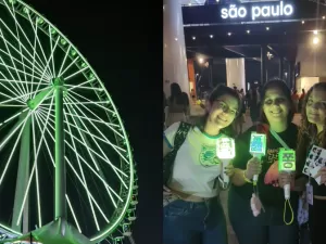 Fãs do NCT Dream iluminam de verde neon roda-gigante do parque Villa-Lobos