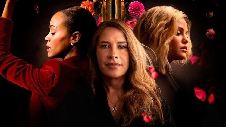 Zoe Saldana, Karla Sofía Gascón e Selena Gomez em cena de "Emilia Pérez", indicado a dez Globos de Ouro 2025