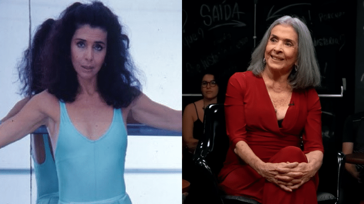Betty Faria aos 40 anos em "Baila Comigo" (1981) e hoje, aos 82