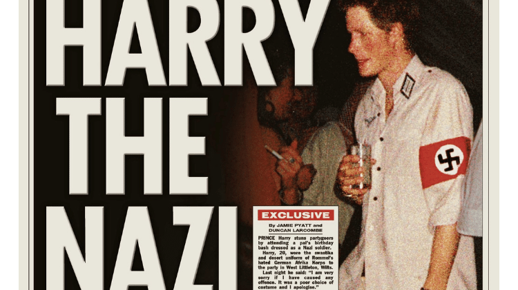 Príncipe Harry foi fotografado em uma festa à fantasia usando uma farda com uma braçadeira nazista