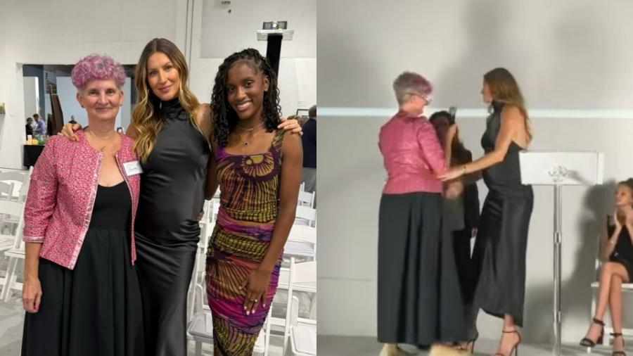 Gisele Bündchen exibe barriguinha de grávida pela primeira vez em evento