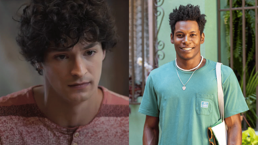 Tiago (Pedro Waddington) e André (Breno Ferreira) em "Vale Tudo" - Reprodução e Léo Rosário/Globo