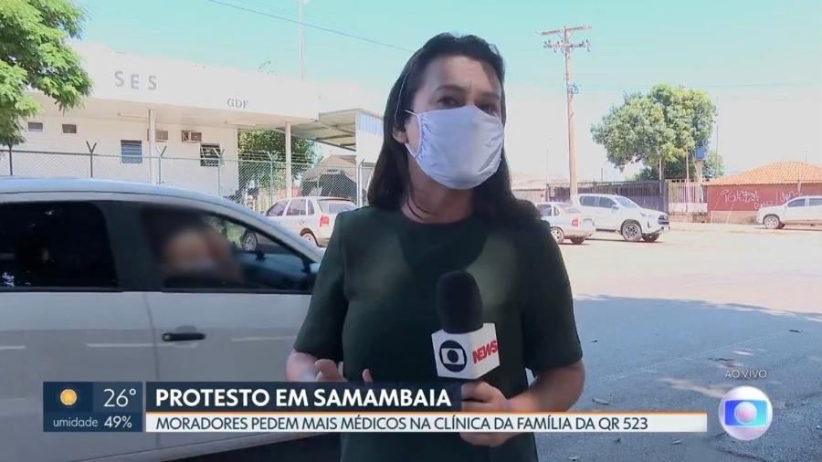 Carro surgiu durante entrada ao vivo da repórter na TV Globo Brasília nesta segunda-feira (4) - Reprodução/ TV Globo/ Globoplay