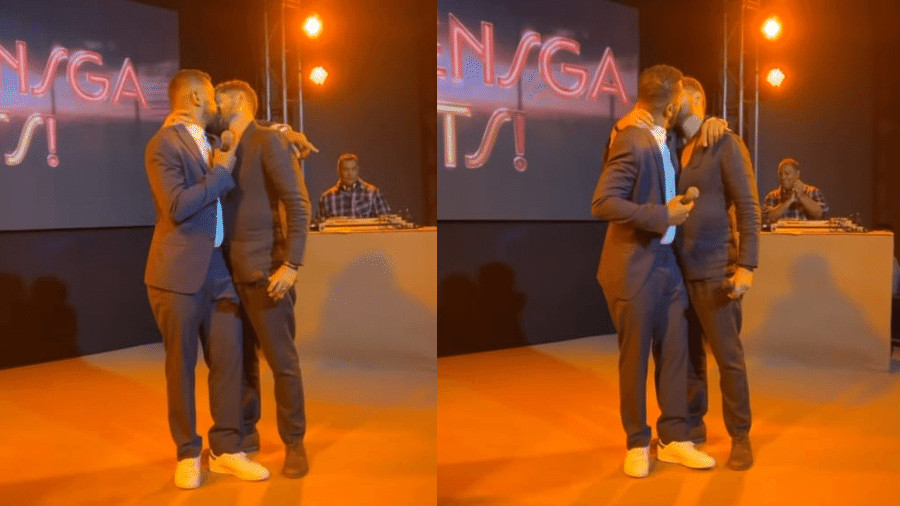 Alejandro Claveaux e Samuel de Assis se beijaram na festa de lançamento de "Rensga Hits!" (Globoplay) - Reprodução/Instagram