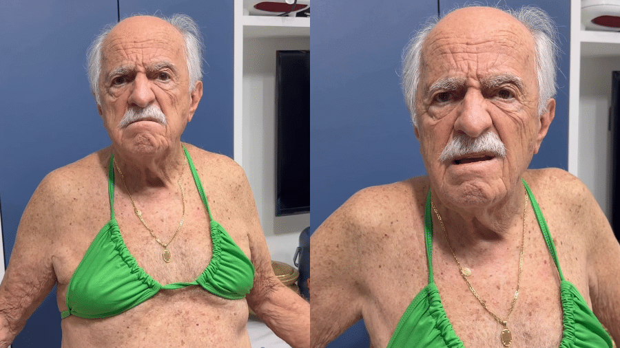 Ary Fontoura surge de biquíni neon