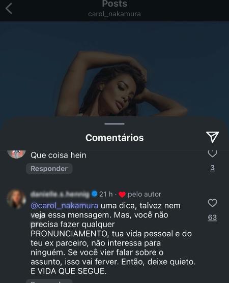 Carol Nakamura curte comentário sobre término polêmico de casamento Carol Nakamura curte comentário sobre término polêmico de casamento
