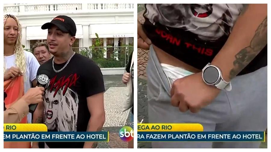 Fã usou fralda para esperar Lady Gaga em frente ao Copacabana Palace Fã usou fralda para esperar Lady Gaga em frente ao Copacabana Palace