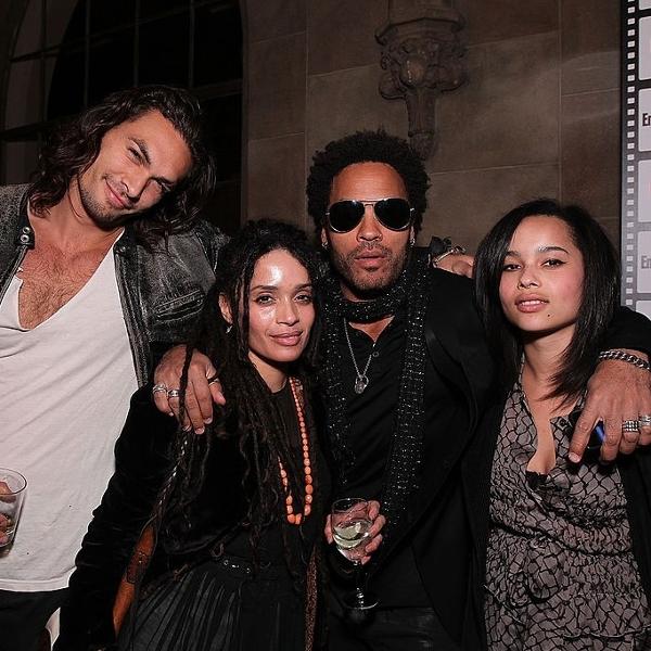 25.fev.2010 - Jason Momoa, Lisa Bonet, Lenny Kravitz e Zoe Kravitz