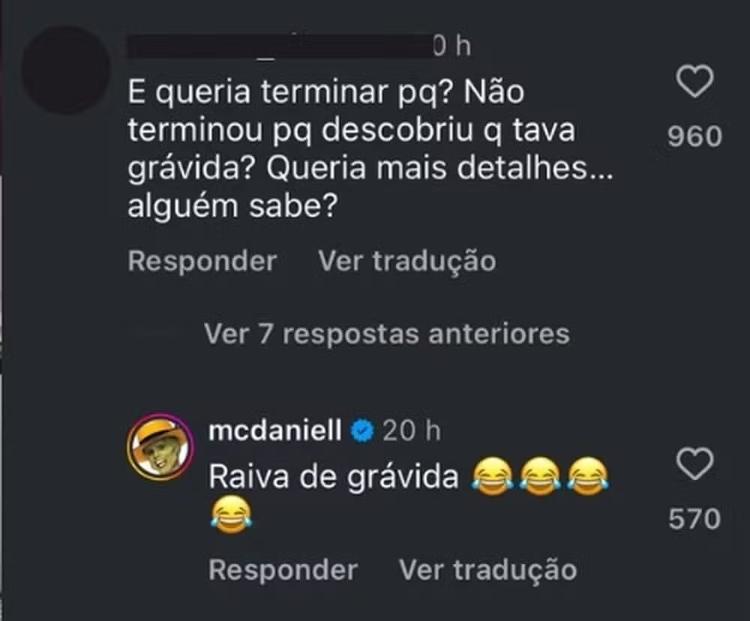 MC Daniel responde fã