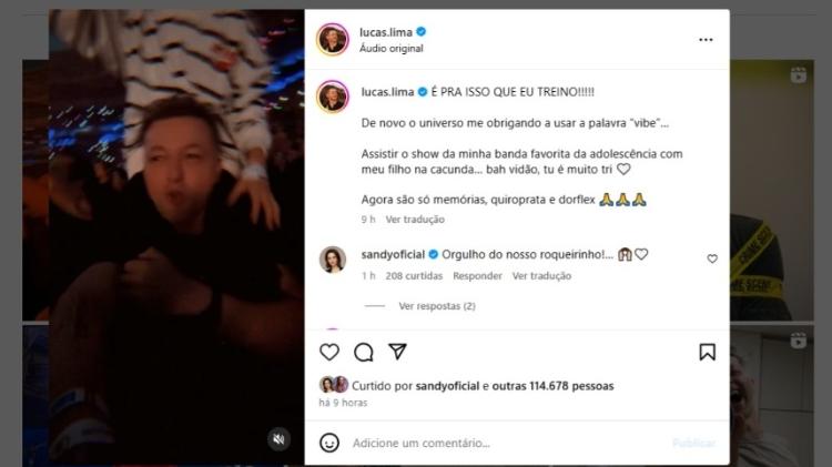 SAndy comentou na publicação de Lucas Lima com o filho Theo