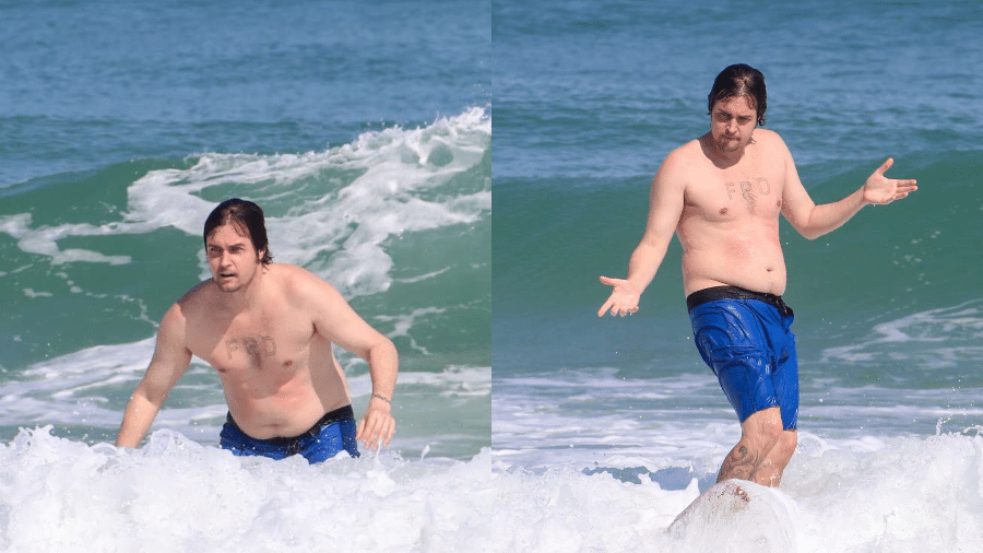 Felipe Dylon, galã dos anos 2000, mostra habilidades em ondas no Rio