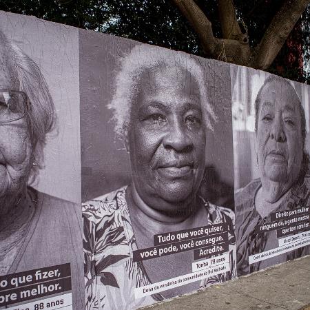 Trecho do mural do projeto Míticax - um recado às mulheres