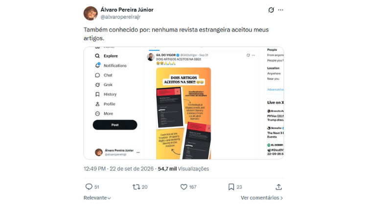 Álvaro Pereira Jr. criticou Gil do Vigor nas redes sociais