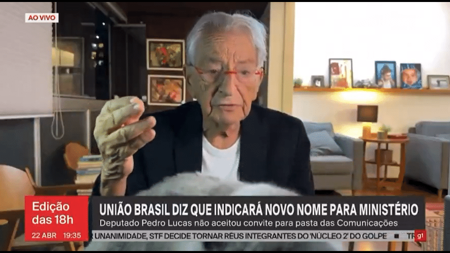 Fernando Gabeira foi interrompido na GloboNews por sua gata de estimação - Reprodução/X