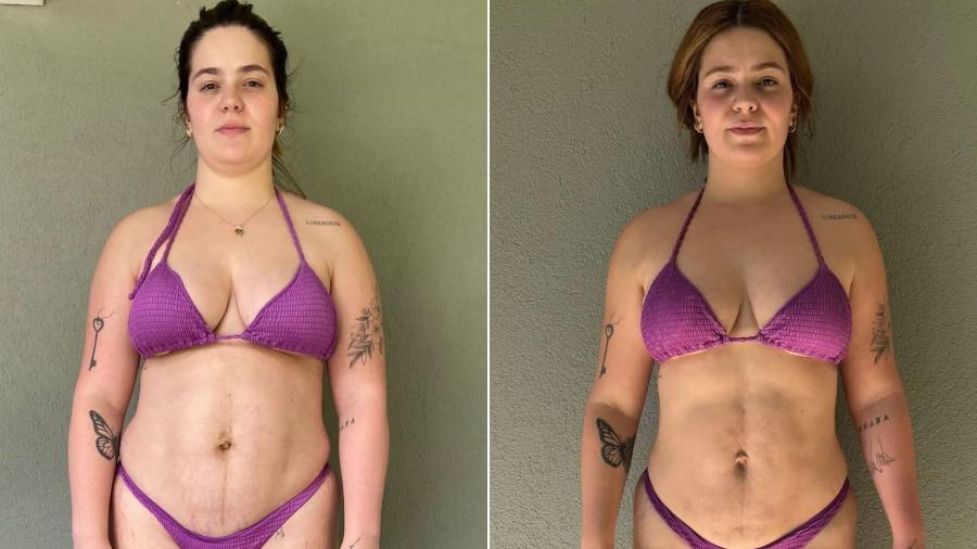 Montagem: Viih Tube em janeiro e agora em maio, após perder 15 kg com mudança na alimentação e treinos - Reprodução/Instagram @viihtube