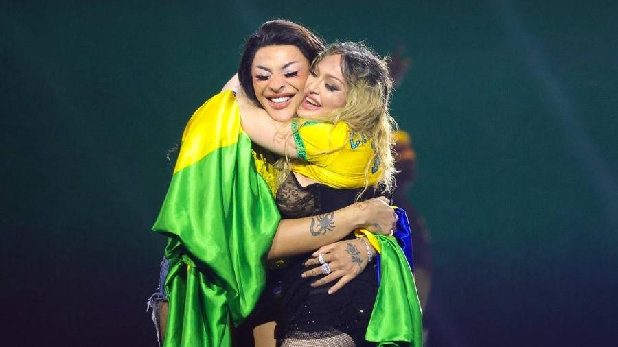 Pabllo e Madonna; encontro foi um dos mais marcantes do show - Manu Scarpa / Brazil News