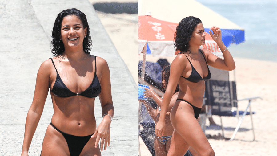 Bella Campos aproveita dia de praia 