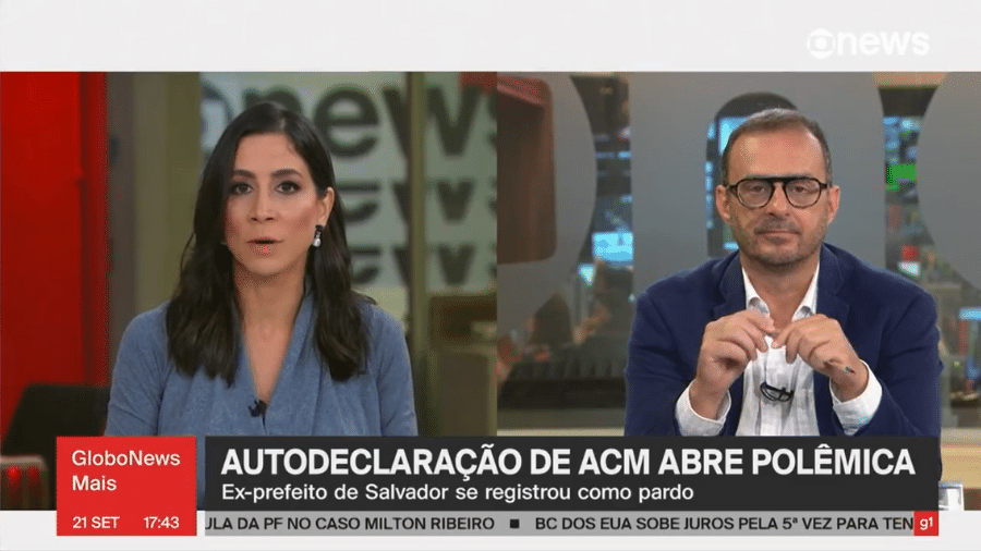 Julia Duailibi riu ao noticiar a polêmica envolvendo ACM Neto (União Brasil) - Reprodução/GloboNews